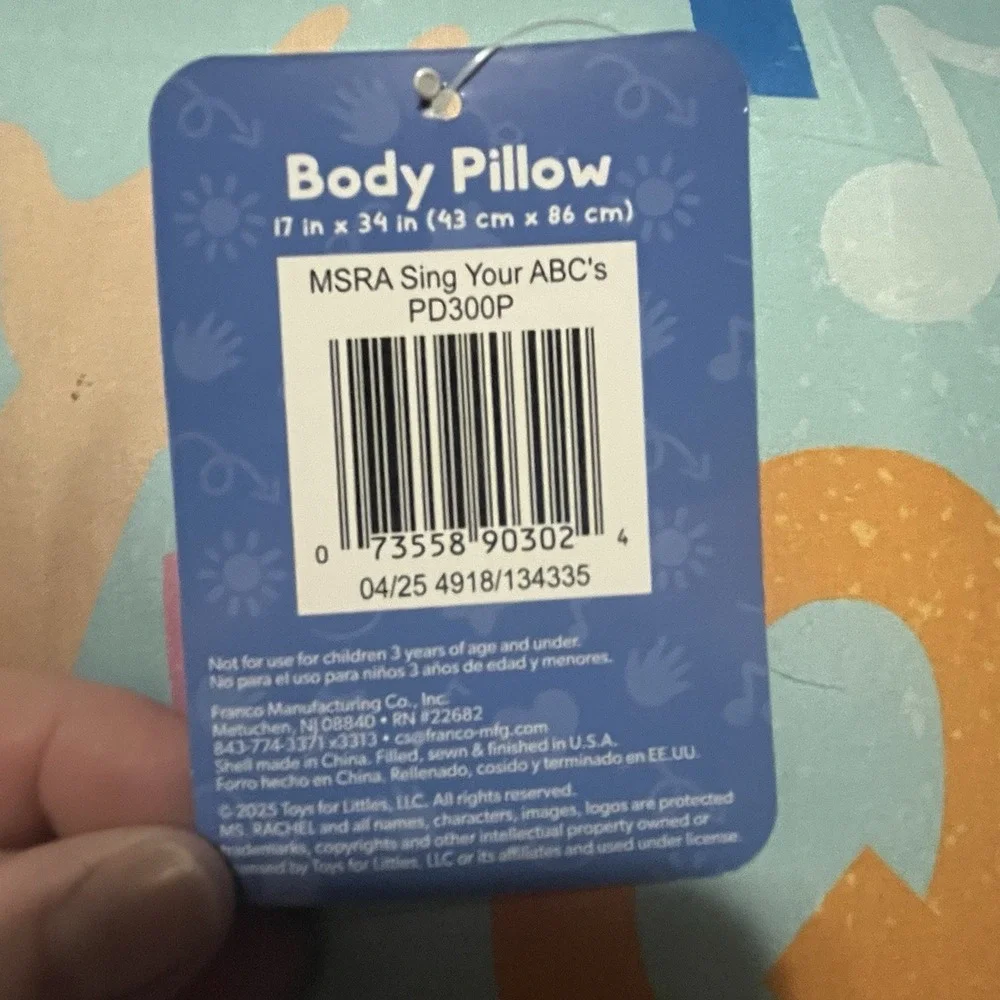 Nickelodeon Ms Rachel Kids Body Pillow‎ 17x34